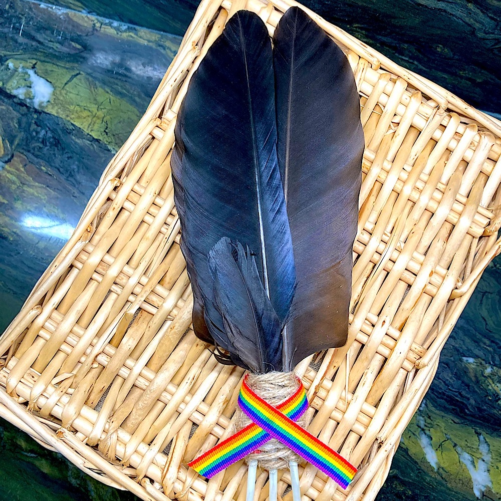 Pride Feather Decor with Rainbow Accent Hand Crafted New